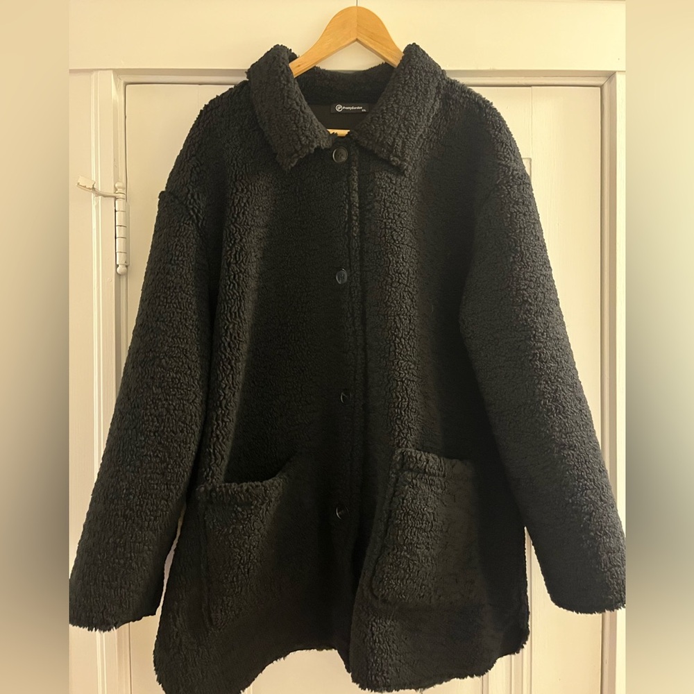 Like New! Black Sherpa Teddy Bear Coat Jacket Fleece (XXL)